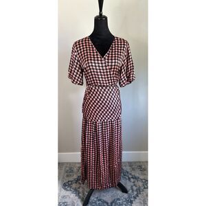Top Shop Women's Cut Gingham Retro Dixie Check Wrap Maxi Dress Size US 8